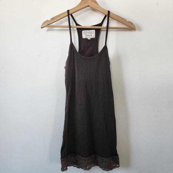 Y2K Abercrombie And Fitch Brown Tank Top Small Layered Lace - Picture 1 of 4